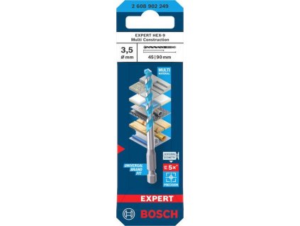 Bosch Vrták EXPERT HEX-9 Multi Construction, 3,5 × 45 × 90 mm Professional (2608902249)