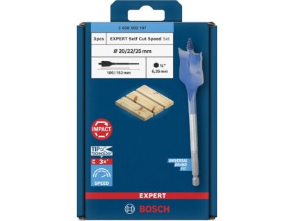 Bosch Sada plochých vrtáků EXPERT Self Cut Speed, 20/22/25 mm, 3 ks Professional (2608902107)
