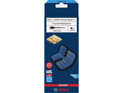 Bosch Sada plochých vrtáků EXPERT Self Cut Speed, 13/16/19/20/22/25 mm, 6 ks Professional (2608902109)