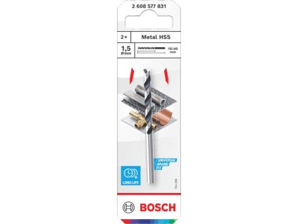 Bosch Vrták do kovu Metal HSS, 1,5 × 18 × 40 mm, stopka CYL, 2 ks Professional (2608577831)