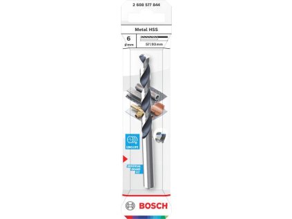 Bosch Vrták do kovu Metal HSS, 6 × 57 × 93 mm, stopka CYL Professional (2608577844)
