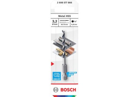 Bosch Vrták do kovu Metal HSS, 3,2 × 36 × 75 mm, zúžená stopka HEX ¼" Professional (2608577866)