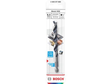 Bosch Vrták do kovu Metal HSS, 8,5 × 75 × 117 mm, zúžená stopka HEX ¼" Professional (2608577880)