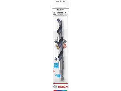 Bosch Vrták do kovu Metal HSS, 9 × 81 × 125 mm, zúžená stopka HEX ¼" Professional (2608577881)