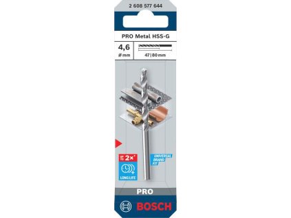 Bosch Vrták do kovu PRO Metal HSS-G, 4,6 × 47 × 80 mm Professional (2608577644)