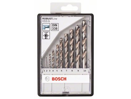 BOSCH Sada vrtáků do kovu Robust Line HSS-G, 10dílná, 135° Professional