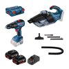BOSCH GSB 18V-50 + 2× akumulátor GBA 18V 5.0Ah v L-BOXXu + akumulátorový vysavač GAS 18V-1 v kartonové krabici (0615990M44)
