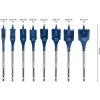 Bosch Sada plochých vrtáků EXPERT Self Cut Speed, 12/16/18/20/22/25/28/32 mm, 8 ks Professional (2608902111)