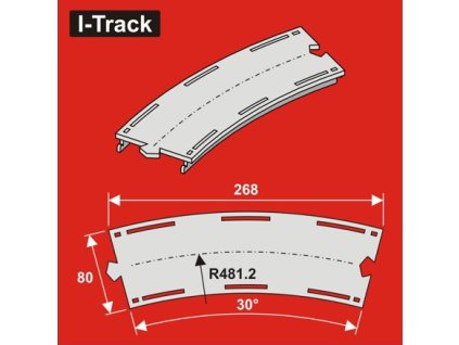 1674 h0 oblouk segment 1 kolej r 481 2mm 30 s 80mm 6ks