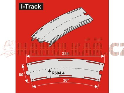 H0 Oblouk.segment 1-kolej,R 604,4mm 30°,š.80mm 6ks