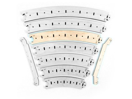 747 sablony oblouk trate r3 r4 r6 r7 s podlozim h0 6ks