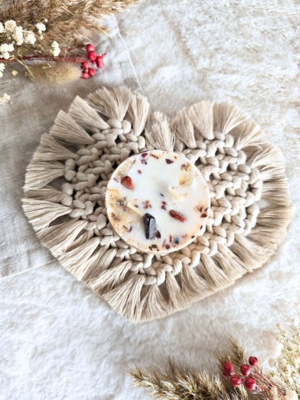 macrame podtacek srdce sand eshop hany dekorace svicka