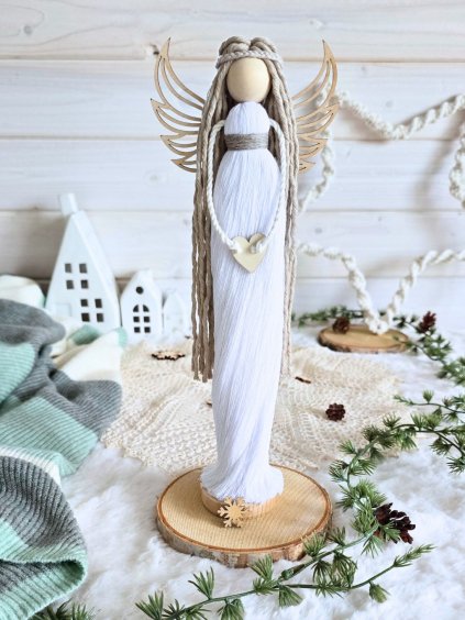 macrame andelka stojící drevena kridla hany dekorace eshop