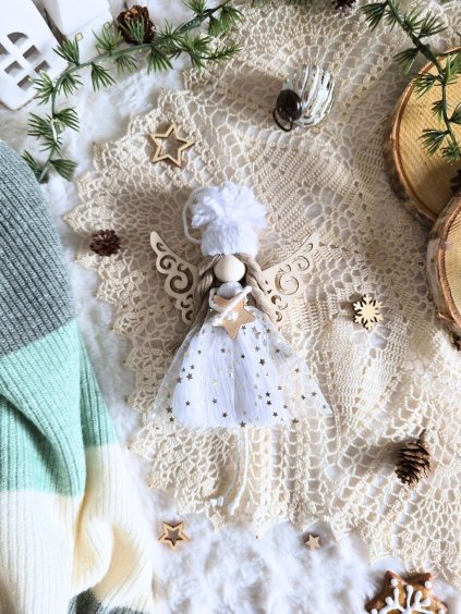 macrame andelka s cepici sukne  hvezdicky hany dekorace