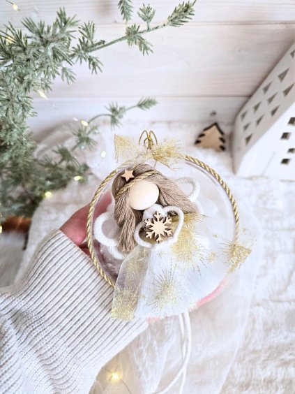 macrame andelka koule tylova sukne drevena krídla dekorace hany