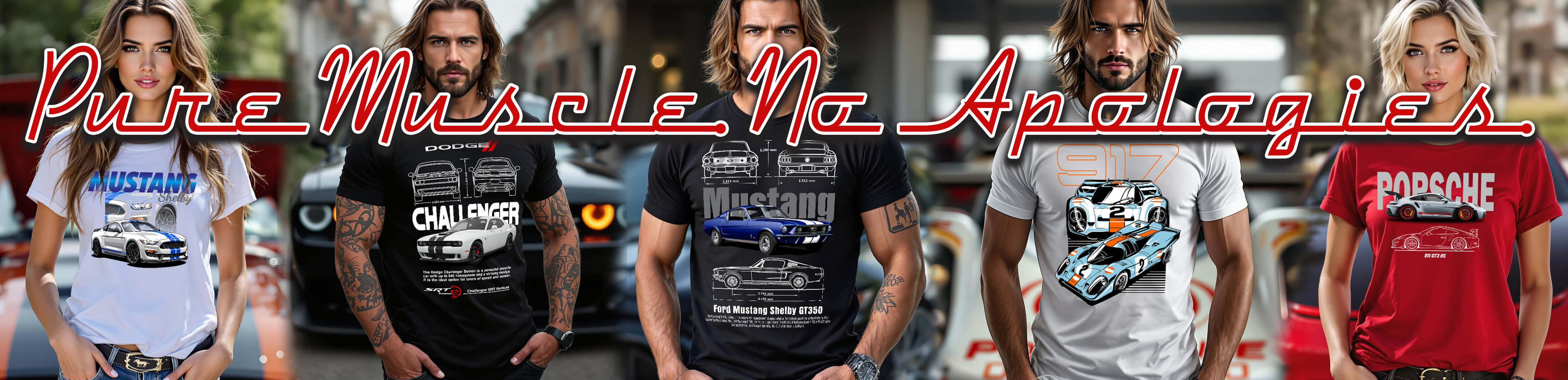 Výběr triček s potiskem Muscle Cars