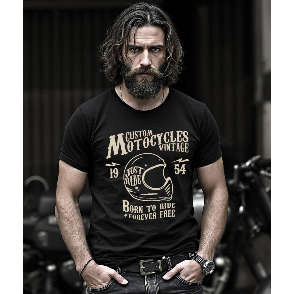 Pánské Tričko S Krátkým Rukávem Custom Motorcycle Vintage Model komprese