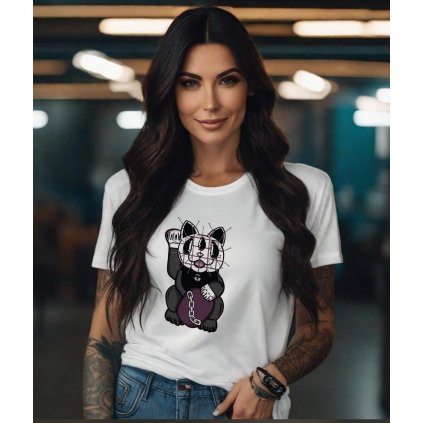 Dámské Tričko S Krátkým Rukávem Cat Pinhead modelka 01 kompres