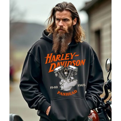 Pánská Mikina Přes Hlavu Bez Kapuce Harley Davidson Panhead model kompresing