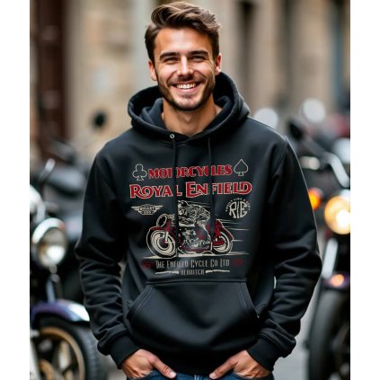 Pánská Mikina Přes Hlavu S Kapuci Royal Enfield Bullet 500 model komprese