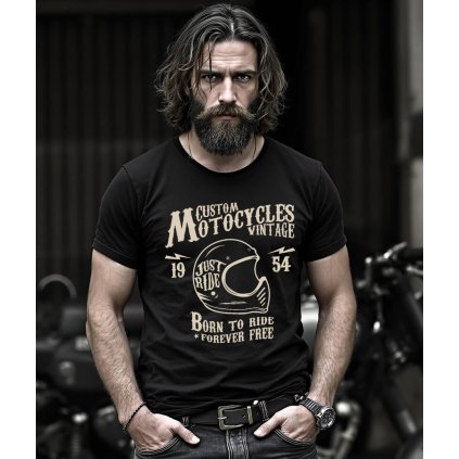 Pánské Tričko S Krátkým Rukávem Custom Motorcycle Vintage Model komprese