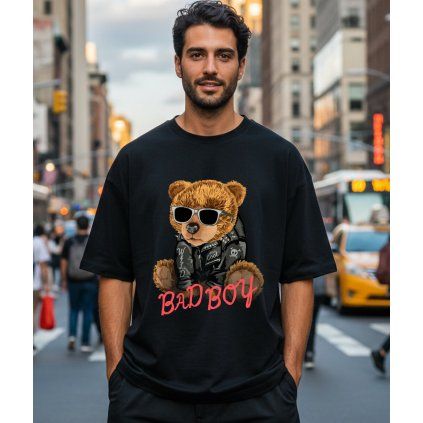 Pánské Streetwear Tričko Černé Oversize Bad Boy Model