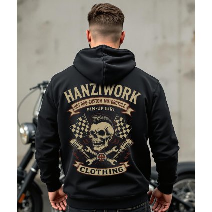 Pánská Mikina Na Zip S Kapucí Hanziwork Clothing Model komprese