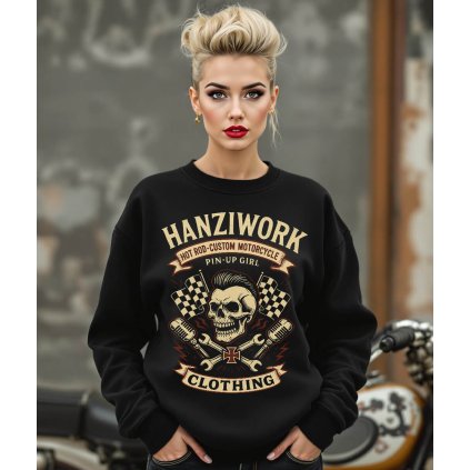 Dámská Mikina Přes Hlavu Bez Kapuce Hanziwork Clothing Modelka komprese