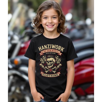 Dětské Tričko S Krátkým Rukávem Černé Hanziwork Clothing Model komprese