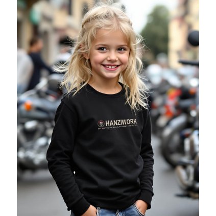 Dětské Tričko S Dlouhým Rukávem Černé Hanziwork Merch Modelka komprese