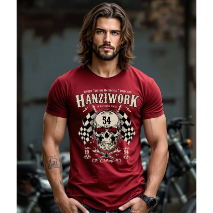 Pánské Tričko S Krátkým Rukávem červené Hanziwork Skull Model komprese