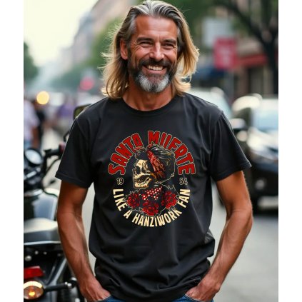 Pánské Tričko S Krátkým Rukávem Santa Muerte Hanziwork Fan model komprese