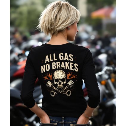 Dámské Tričko S Dlouhým Rukávem ALL GAS Original Záda Modelka komprese