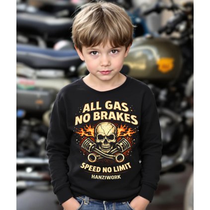 Dětské Tričko S Dlouhým Rukávem All Gas No Brakes Vintage Hanziwork Model komprese