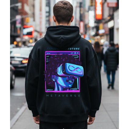 Pánská Oversize Mikina Na Zip S Kapucí Metaverse Model