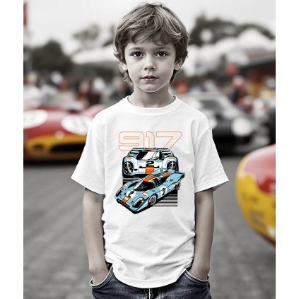 Dětské Tričko S Krátkým Rukávem Bílé Porsche 917 Model 1