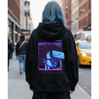 Dámská Oversize Mikina Na Zip S Kapucí Metaverse Modelka