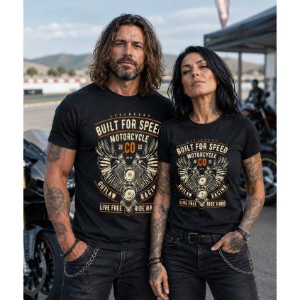 Trička Built For Speed Motorcycle Men Woman párová