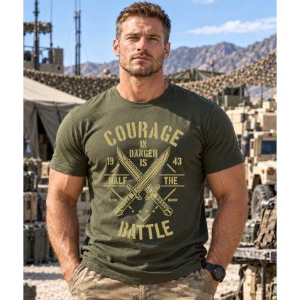 Pánské Tričko S Krátkým Rukávem Olive 80 Courage In Danger Model