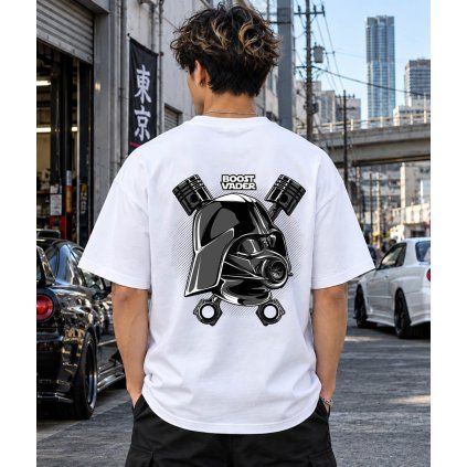Pánské Oversize Tričko S Krátkým Rukávem Bílé Boost Vader Záda Model