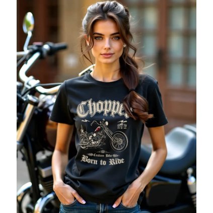 Dámské Tričko S Krátkým Rukávem Chopper Born To RideII modelka kompres