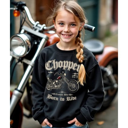 Dětská Mikina Přes Hlavu S Kapucí Chopper Born To Ride manekyn koprese
