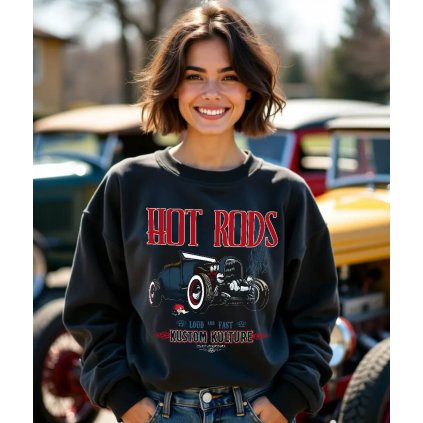 Dámská Mikina Přes Hlavu Bez Kapuce Kustom Kulture modelka komprese