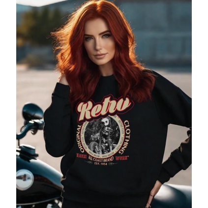 Dámská Mikina Bez Kapuce Přes Hlavu Retro Bobber modelka kompresing