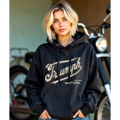 Dámská Mikina Přes Hlavu S Kapucí Logo Triumph modelka komprese