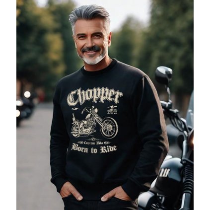 Pánská Mikina Přes Hlavu Bez Kapuce Choppers Born To Ride model kompresing