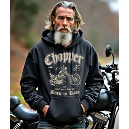 Pánská Mikina Přes Hlavu S Kapucí Chopper Born To Ride model komprese