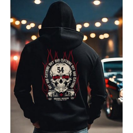 Pánská Mikina Na Zip S Kapucí Fire Skull model kompre