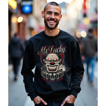 Pánská Mikina Přes Hlavu Bez Kapuce Mr Lucky model komprese