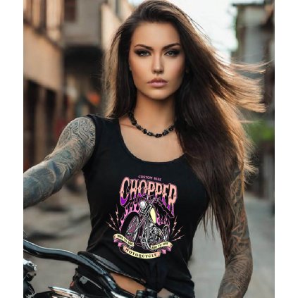 Dámské Tílko Černé Chopper Bike Pink modelka komp